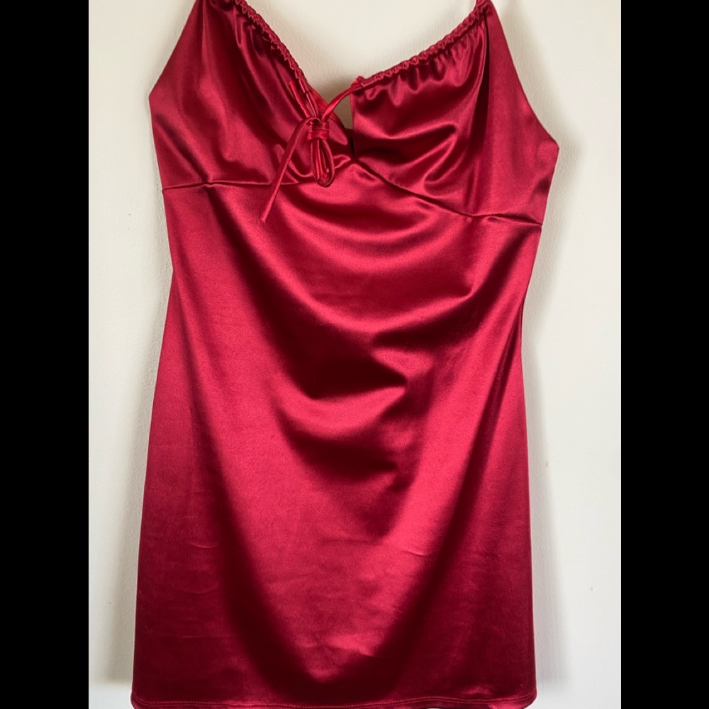 Deep red satin dress